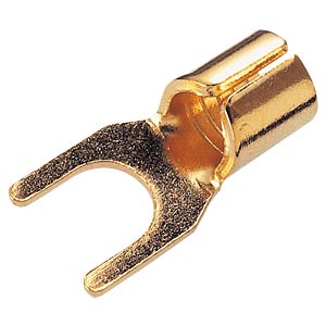 Gabel-Kabelschuh, vergoldet, 4.0mm²